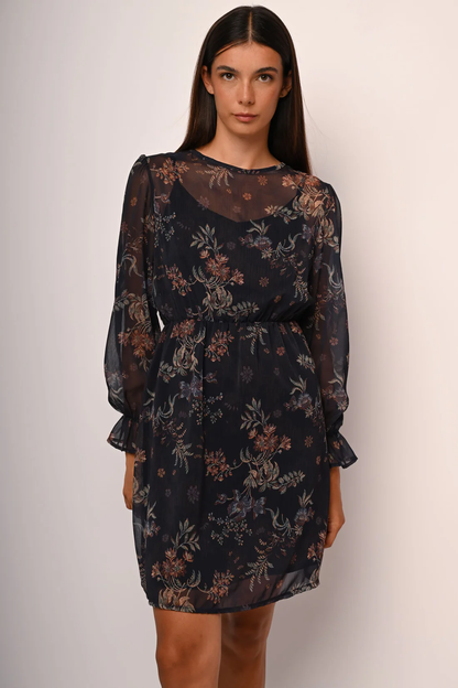 Floral print tulle mini dress