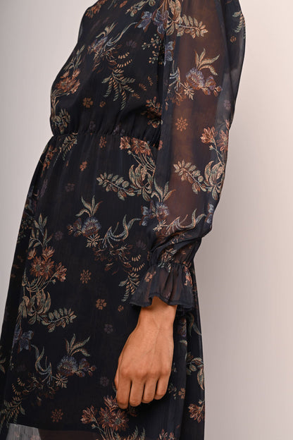 Floral print tulle mini dress