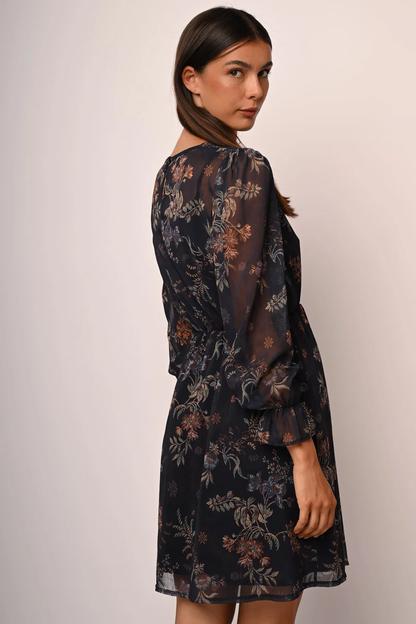 Floral print tulle mini dress