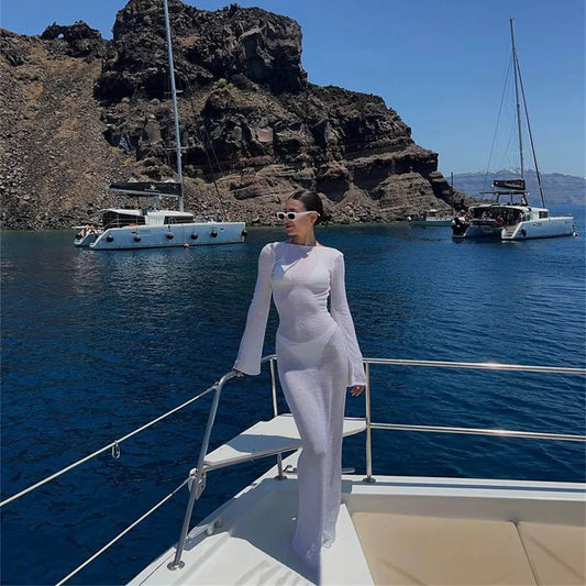 Luxury Sheer Backless Summer Wrap Dress