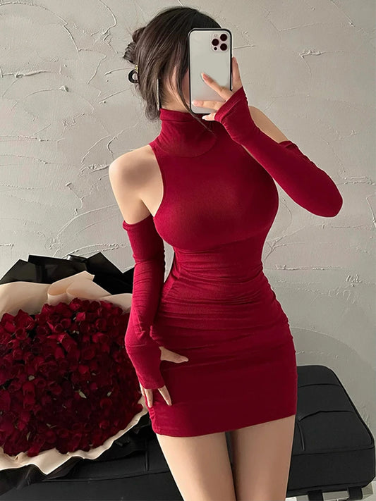 Curve Fit High Neck Bodycon Dress