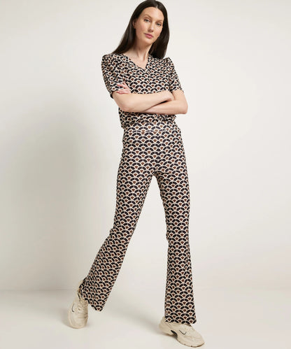 High Neck Printed Long Sleeve Top