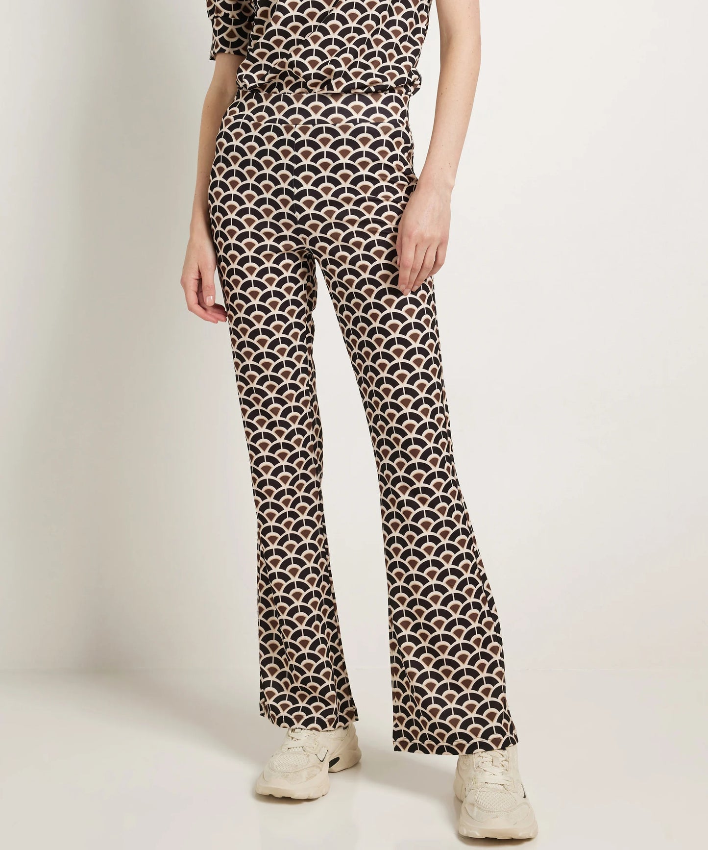 High Neck Printed Long Sleeve Top