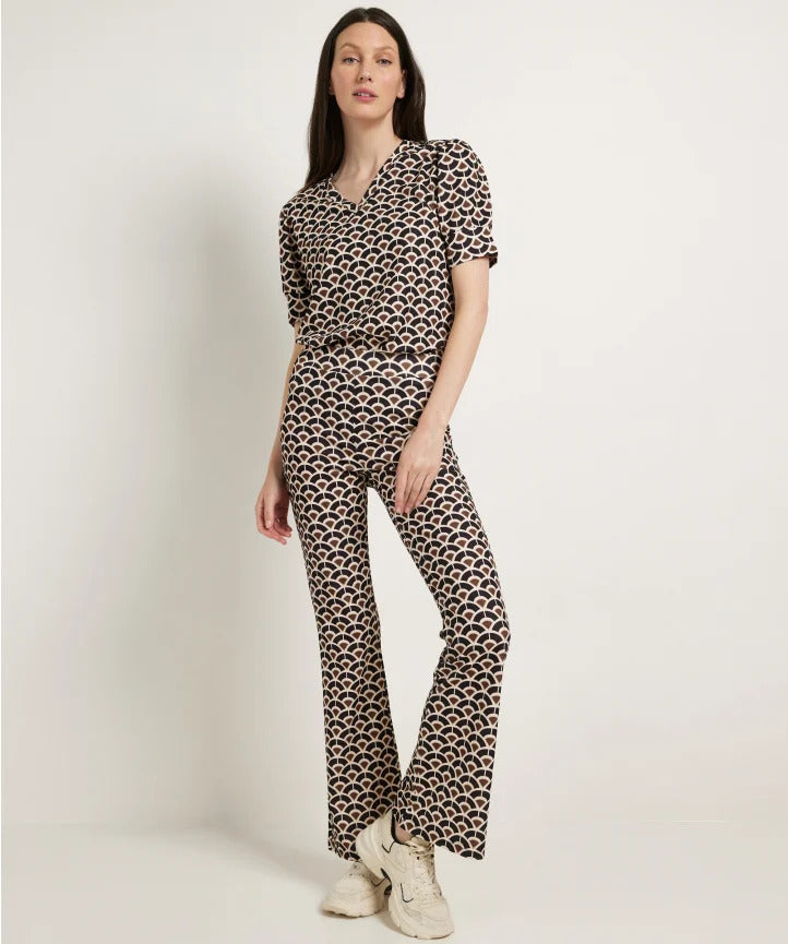 High Neck Printed Long Sleeve Top