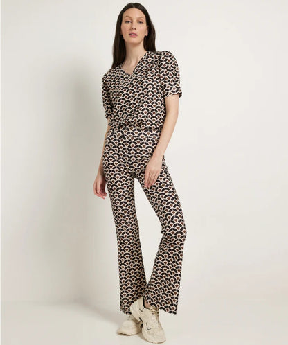 High Neck Printed Long Sleeve Top